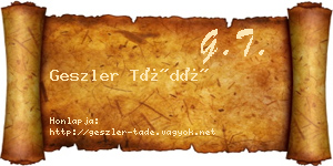 Geszler Tádé névjegykártya
